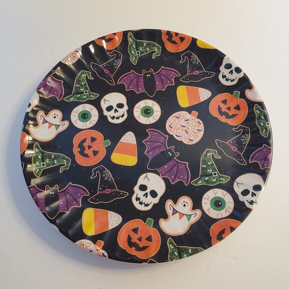 Cupcakes & Cashmere Set of 8 Melamine Halloween Plates Black 10.25 in New - Picture 1 of 15